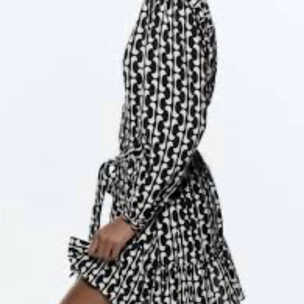 Zara Monochrome Long Sleeve Dress - Picture 3 of 7